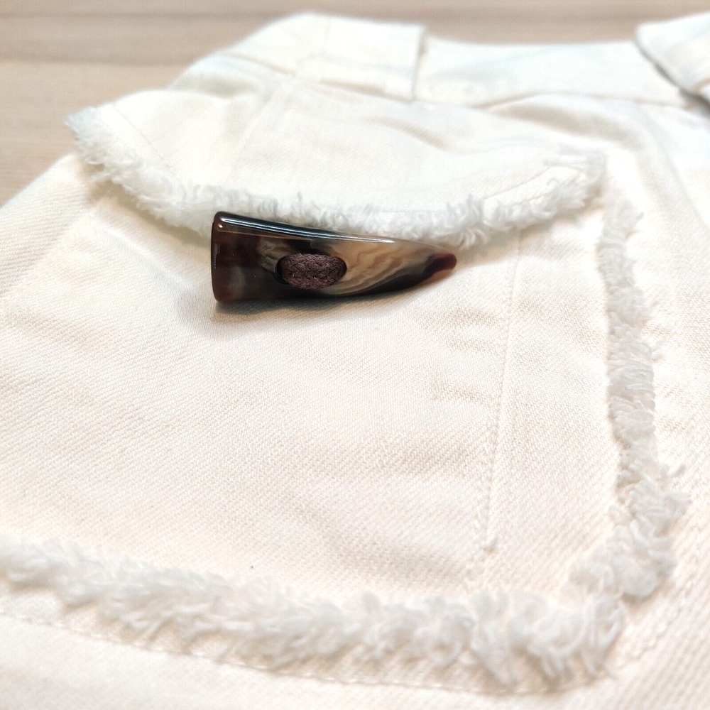 Derek Lam 10 Crosby Womens Horn-Toggle Shorts Size 6 White High Rise Frayed 3" - Picture 6 of 16